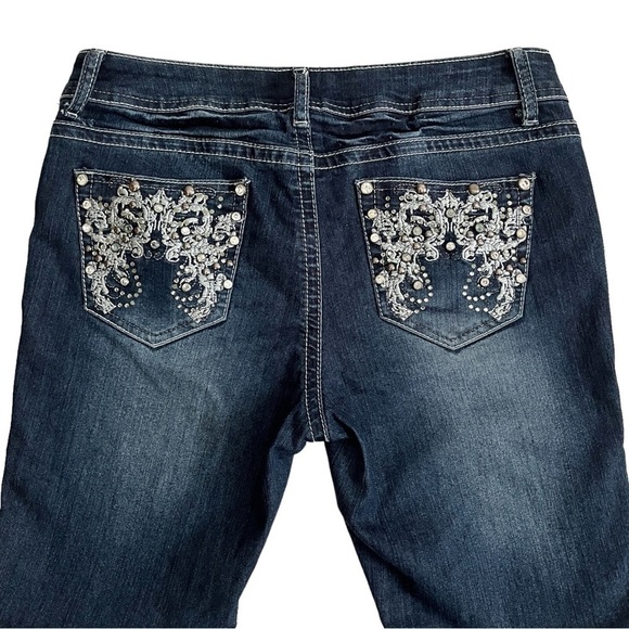 BEBE Embroidered Rhinestone Embellished Skinny Jeans - Picture 12 of 14